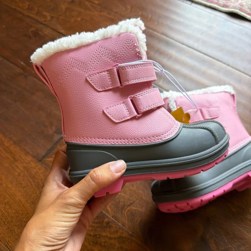 Cat & Jack Denver Pink Waterproof Snow Boots Faux Fur Trim Toddler Size 9 NEW